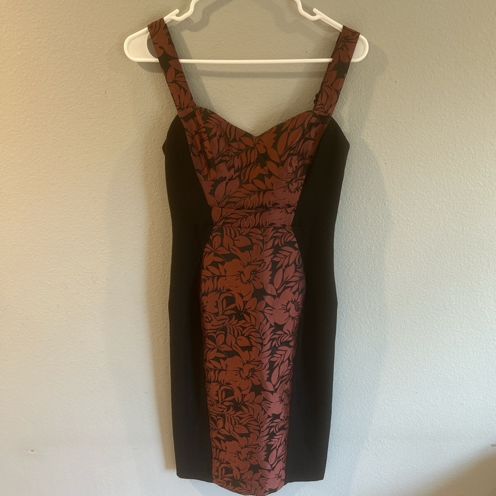Black Halo Black and Brown Floral Mini Dress